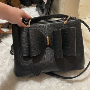 Elegant Black Bow Shoulder Bag